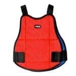 Protector de pecho reversible para niños, color azul y rojo
