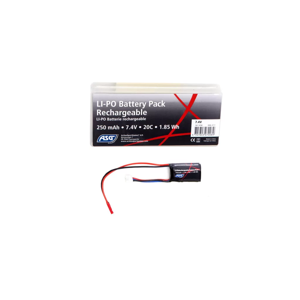 Bateria para HPA Airsoft ASG LiPo 250mAh 7,4V 20C JST